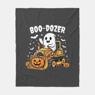 Boo Dozer Halloween Ghost Bulldozer_1 Fleece Blanket