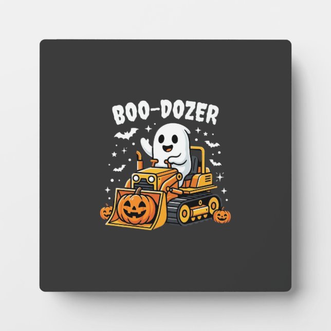 Boo Dozer Halloween Ghost Bulldozer_1 Plaque (Front)