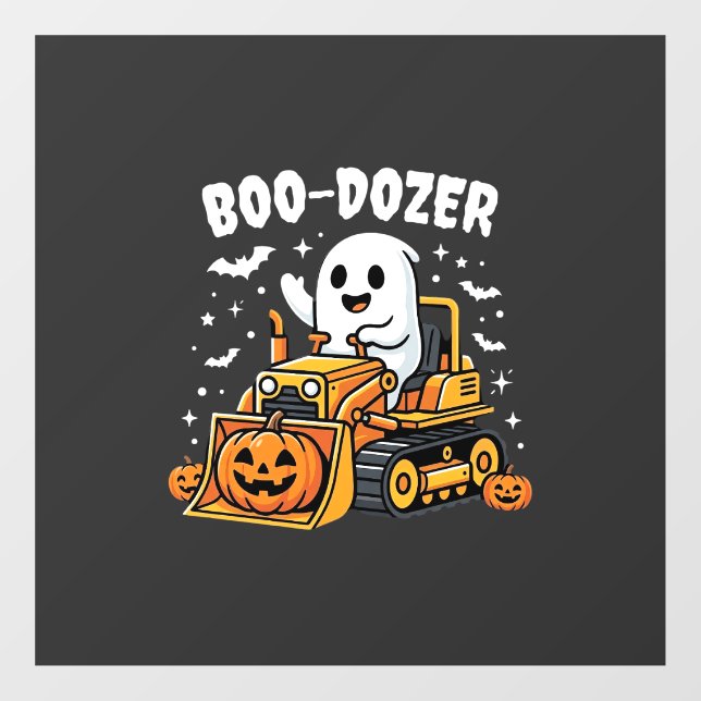 Boo Dozer Halloween Ghost Bulldozer_1 Window Cling (Sheet)