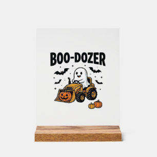Boo-Dozer Halloween Ghost Bulldozer Design_1 Acrylic Sign