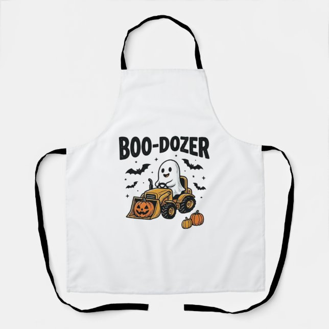 Boo-Dozer Halloween Ghost Bulldozer Design_1 Apron (Front)