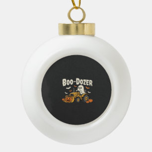 Boo-Dozer Halloween Ghost Bulldozer Design_1 Ceramic Ball Christmas Ornament