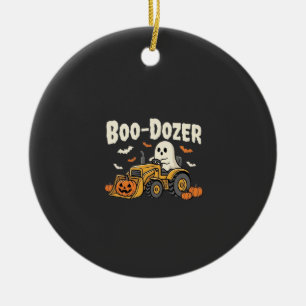Boo-Dozer Halloween Ghost Bulldozer Design_1 Ceramic Tree Decoration