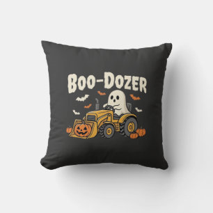 Boo-Dozer Halloween Ghost Bulldozer Design_1 Cushion