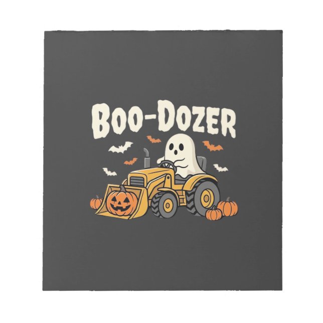 Boo-Dozer Halloween Ghost Bulldozer Design_1 Notepad (Front)