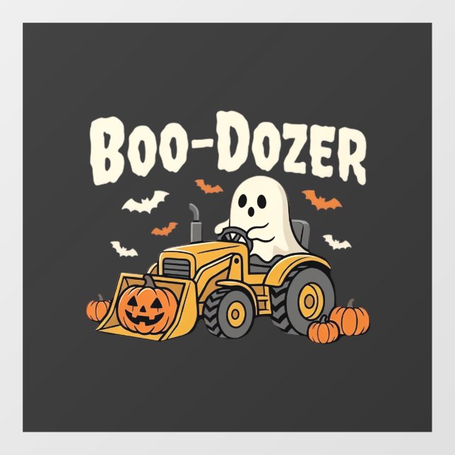 Boo-Dozer Halloween Ghost Bulldozer Design_1 Window Cling (Sheet)