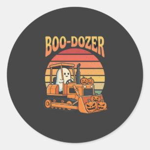Boo-Dozer Halloween Ghost Pumpkin Bulldozer Classic Round Sticker