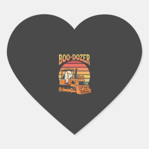 Boo-Dozer Halloween Ghost Pumpkin Bulldozer Heart Sticker