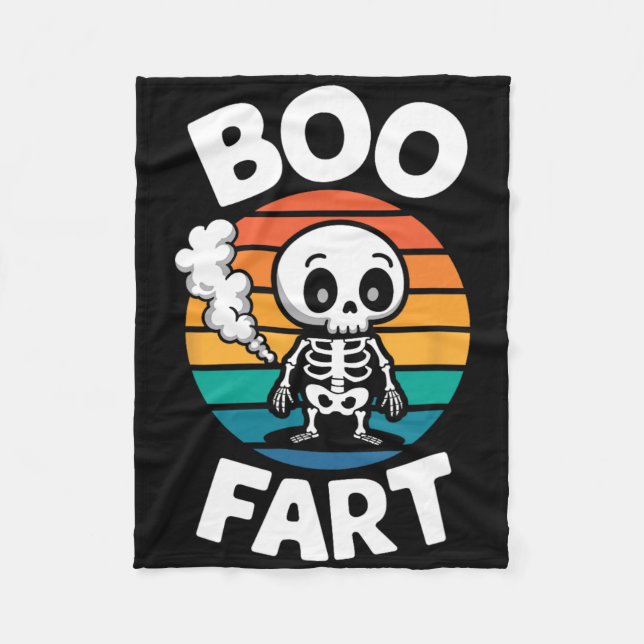 Boo Fart Funny Farting Skeleton For Halloween  Fleece Blanket (Front)