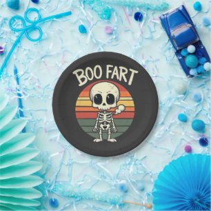 Boo fart Funny Spooky Pastel Ghost Goth Retro  Paper Plate
