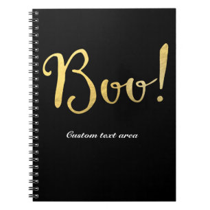 Boo! Faux Gold Foil Look Halloween Notebook