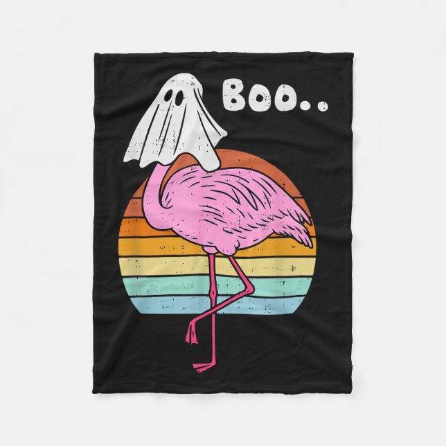 Boo Flamingo Ghost Soky Halloween Costume Bird Ani Fleece Blanket (Front)