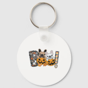 Boo French Bulldog Pumpkin Candy Dog Puppy Hallowe Key Ring
