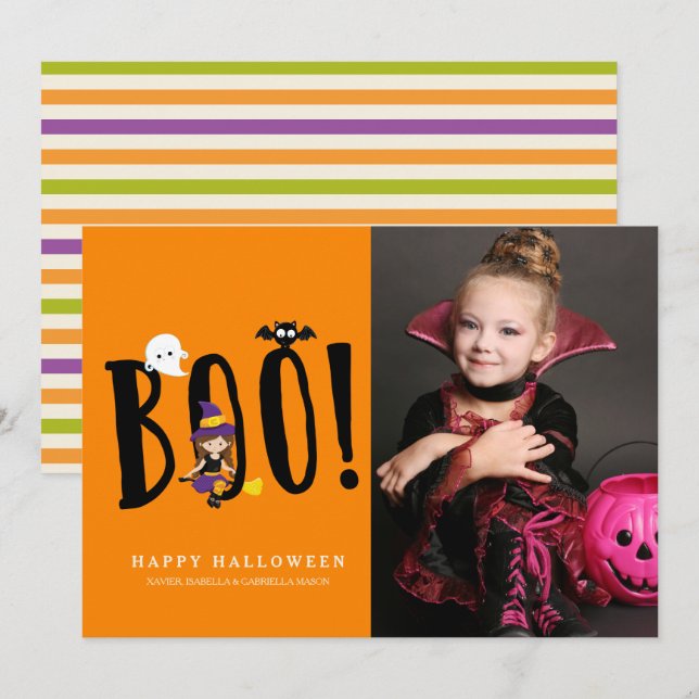 Boo & Friends Halloween Photo Card (Front/Back)