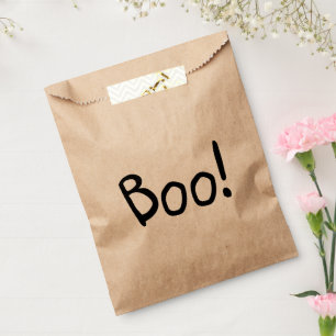 Boo funny cute handwritten typography Halloween  Favour Bags