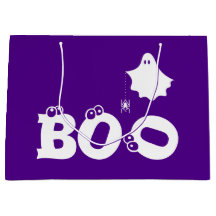 Boo Funny Halloween Ghost Spider Eyeballs Purple