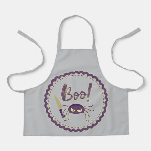 Boo funny Halloween spider character knife hand Apron