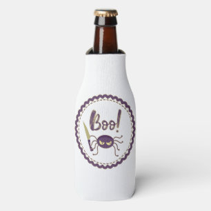 Boo funny Halloween spider character knife hand Bottle Cooler