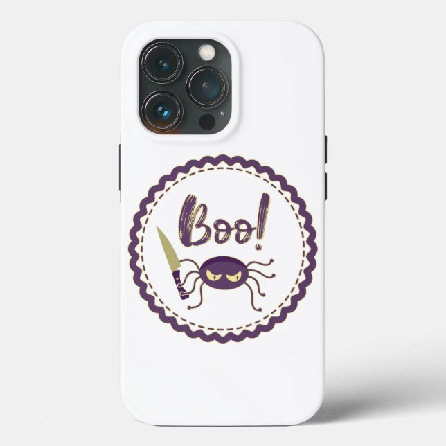 Boo funny Halloween spider character knife hand Case-Mate iPhone Case (Back)