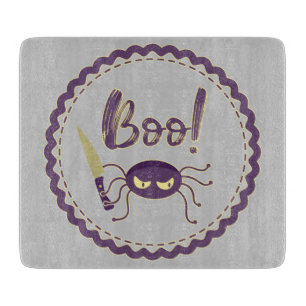 Boo funny Halloween spider character knife hand Cutting Board