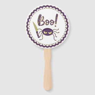 Boo funny Halloween spider character knife hand Fan