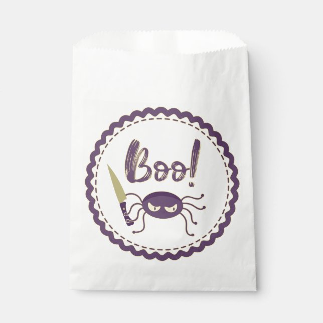 Boo funny Halloween spider character knife hand Favour Bags (Front)