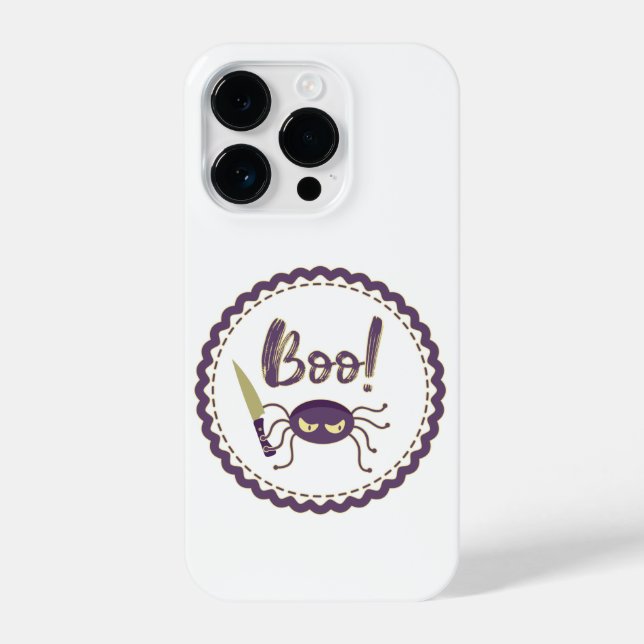 Boo funny Halloween spider character knife hand iPhone Case (Back)