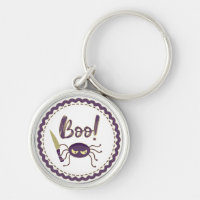 Boo funny Halloween spider character knife hand