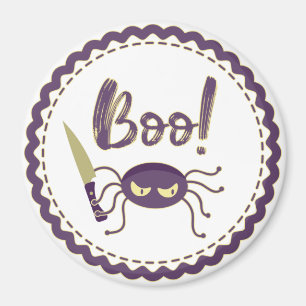 Boo funny Halloween spider character knife hand Magnet