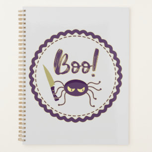 Boo funny Halloween spider character knife hand Planner