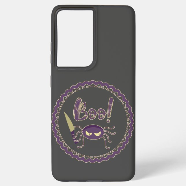 Boo funny Halloween spider character knife hand Samsung Galaxy S21 Ultra Case (Back)