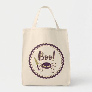 Boo funny Halloween spider character knife hand Tote Bag