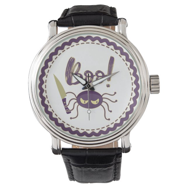 Boo funny Halloween spider character knife hand Watch (Front)