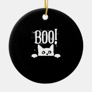 Boo! Funny Hiding Peekabo Scary Halloween Ceramic Tree Decoration