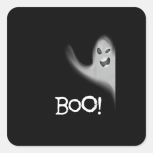 Boo Funny Hiding Peekabo Scary Halloween Square Sticker