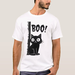 Boo!  Funny Hiding Peekaboo Scary Halloween Cat T-Shirt