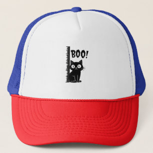 Boo! Funny Hiding Peekaboo Scary Halloween Cat Trucker Hat