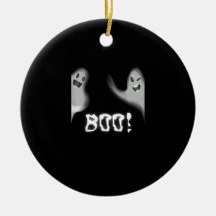 Boo! Funny Hiding Peekaboo Scary Halloween Ceramic Tree Decoration