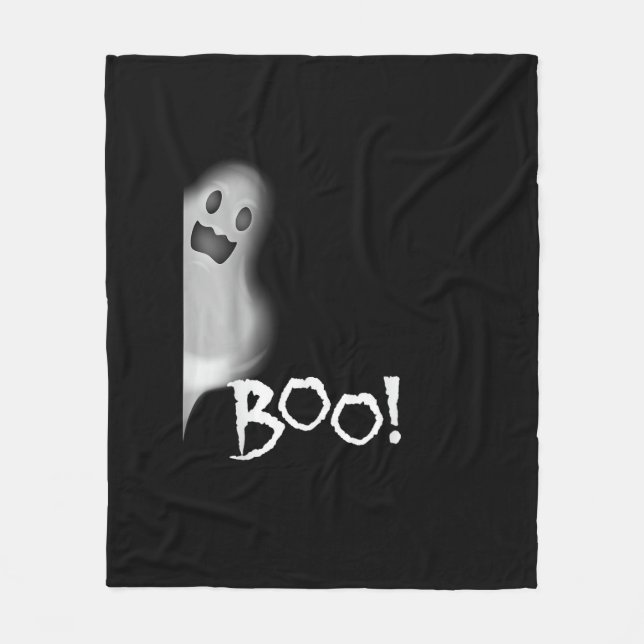 Boo! Funny Hiding Peekaboo Scary Halloween Fleece Blanket (Front)