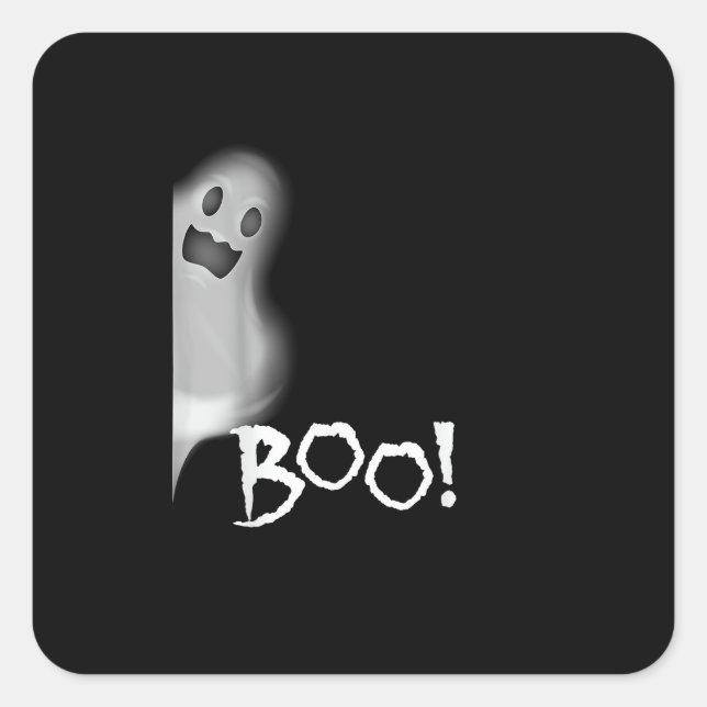 Boo! Funny Hiding Peekaboo Scary Halloween Square Sticker (Front)