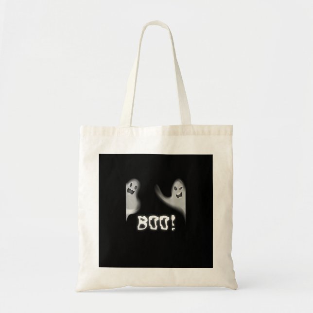 Boo! Funny Hiding Peekaboo Scary Halloween Tote Bag (Front)