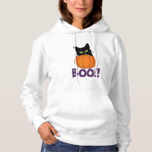 Boo Funny Jolly Cat Peeking Pumpkin Halloween part Hoodie