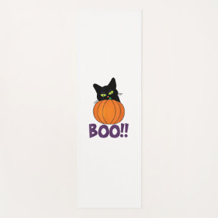 Boo Funny Jolly Cat Peeking Pumpkin Halloween part Yoga Mat