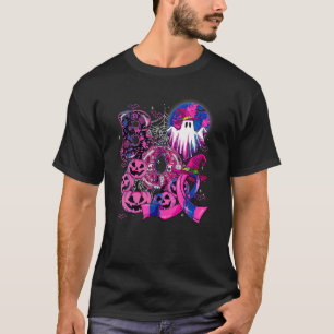 Boo Funny Pumpkins Ghost Pink Ribbon Halloween Bre T-Shirt