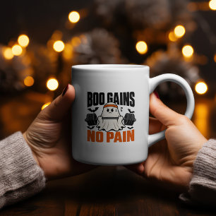 Boo Gains No Pain Halloween Fitness Design Coffee Mug