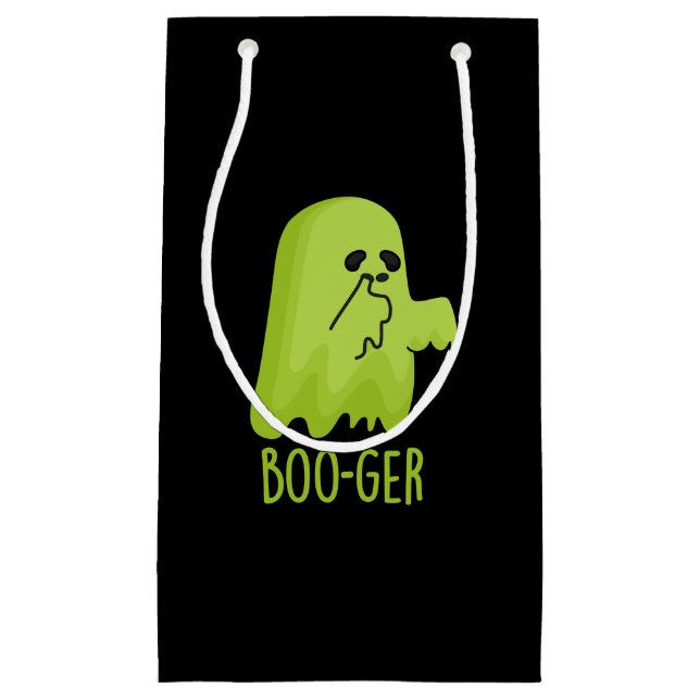Boo-ger Funny Halloween Booger Ghost Pun Dark BG Small Gift Bag (Front)