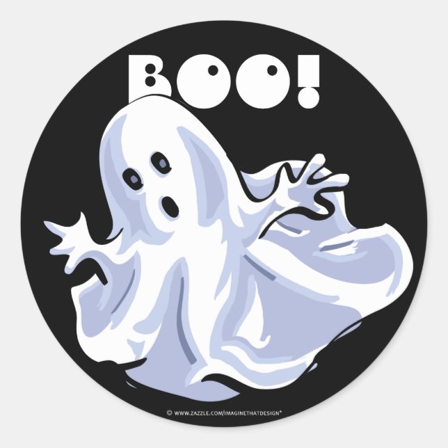 BOO! Ghost Cartoon Stickers (Front)