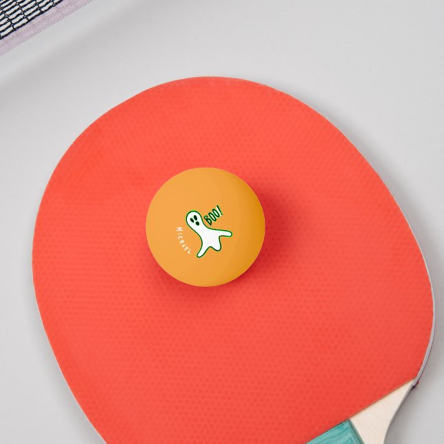 Boo Ghost Custom Name Glow In The Dark Yellow Beer Ping Pong Ball (Boo Ghost Custom Name Glow In The Dark Yellow Beer Ping Pong Ball)