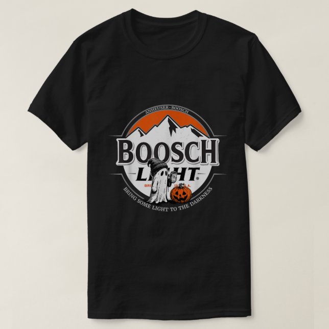 Boo Ghost Drinking Beer Funny Halloween Tee (Design Front)