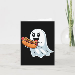 Boo Ghost Eating Hot Dog Halloween Spooky Costume Card